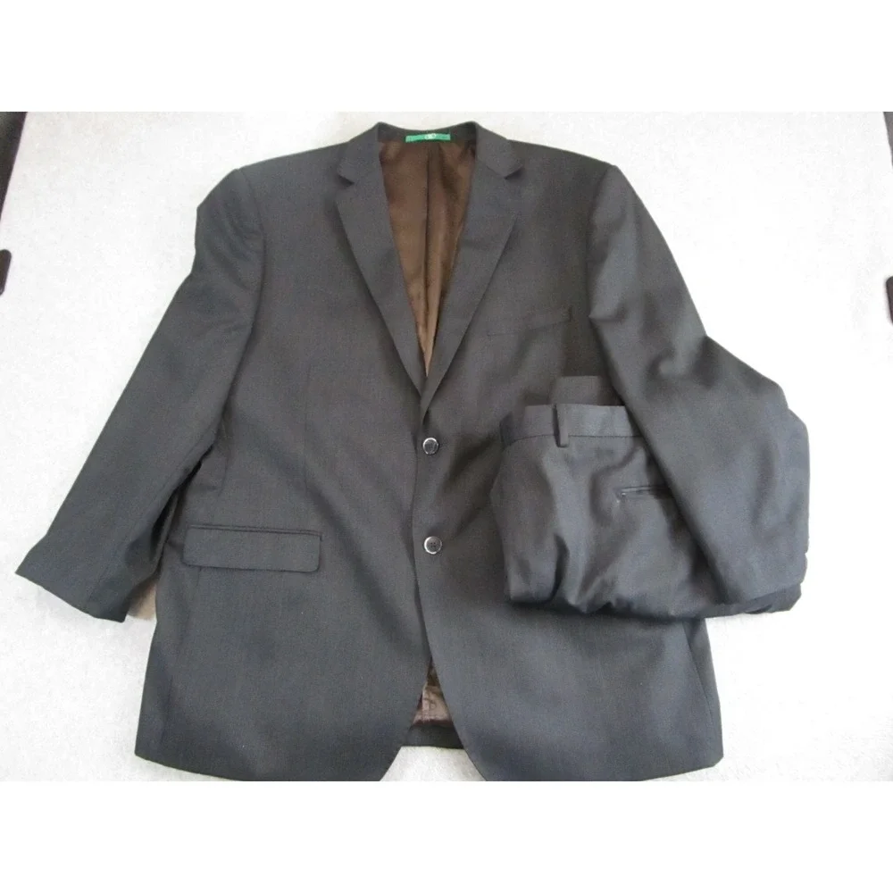 Bianco Brioni Suit Mens 50R (Jacket) / 44R Gray Modern Fit Formal Jacket Pants